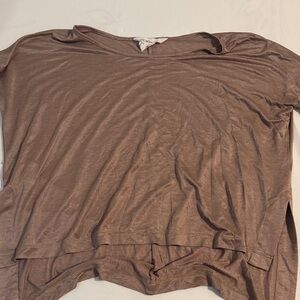 BCBGeneration Shimmering Brown Short Sleeve Top